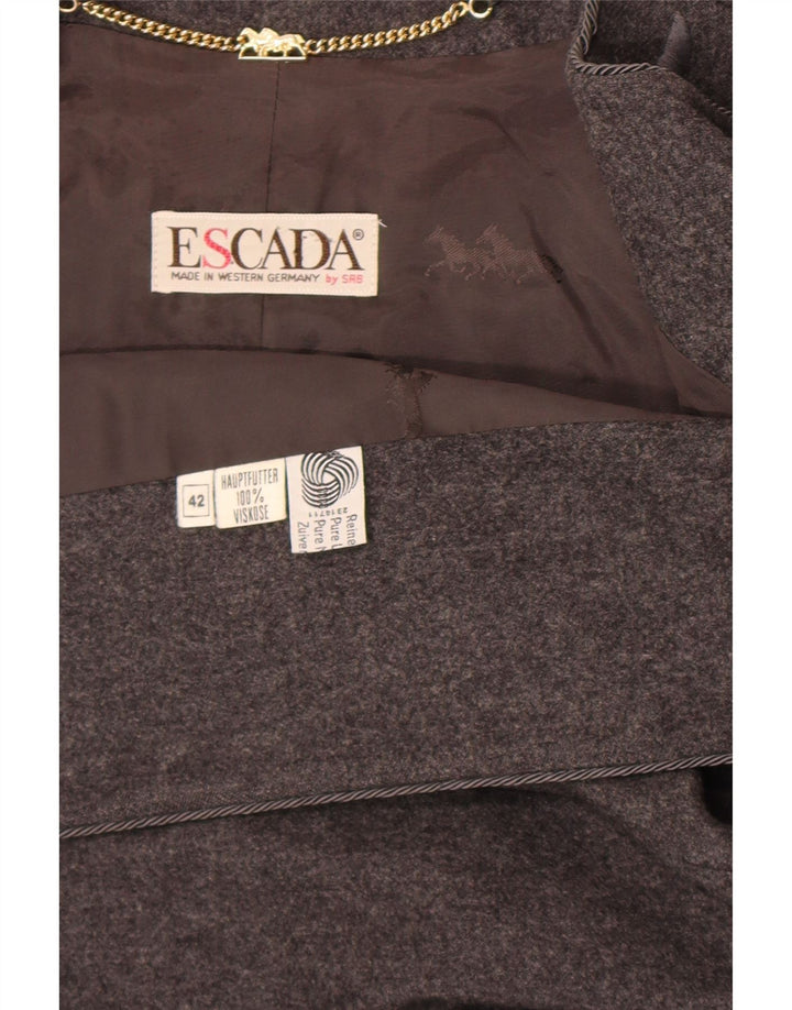 Escada Womens Open Bolero Jacket EU 42 Large Grey Paisley Wool