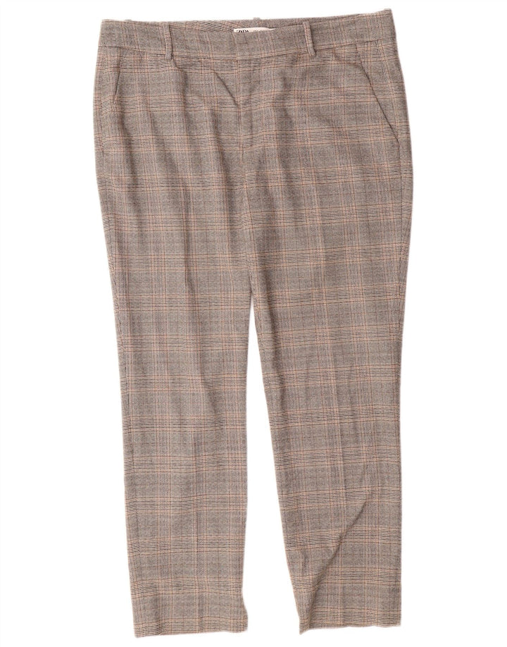 ZARA Slim Fit Chinobukser til kvinder EU 42 Large W32 L27 Grå ternet