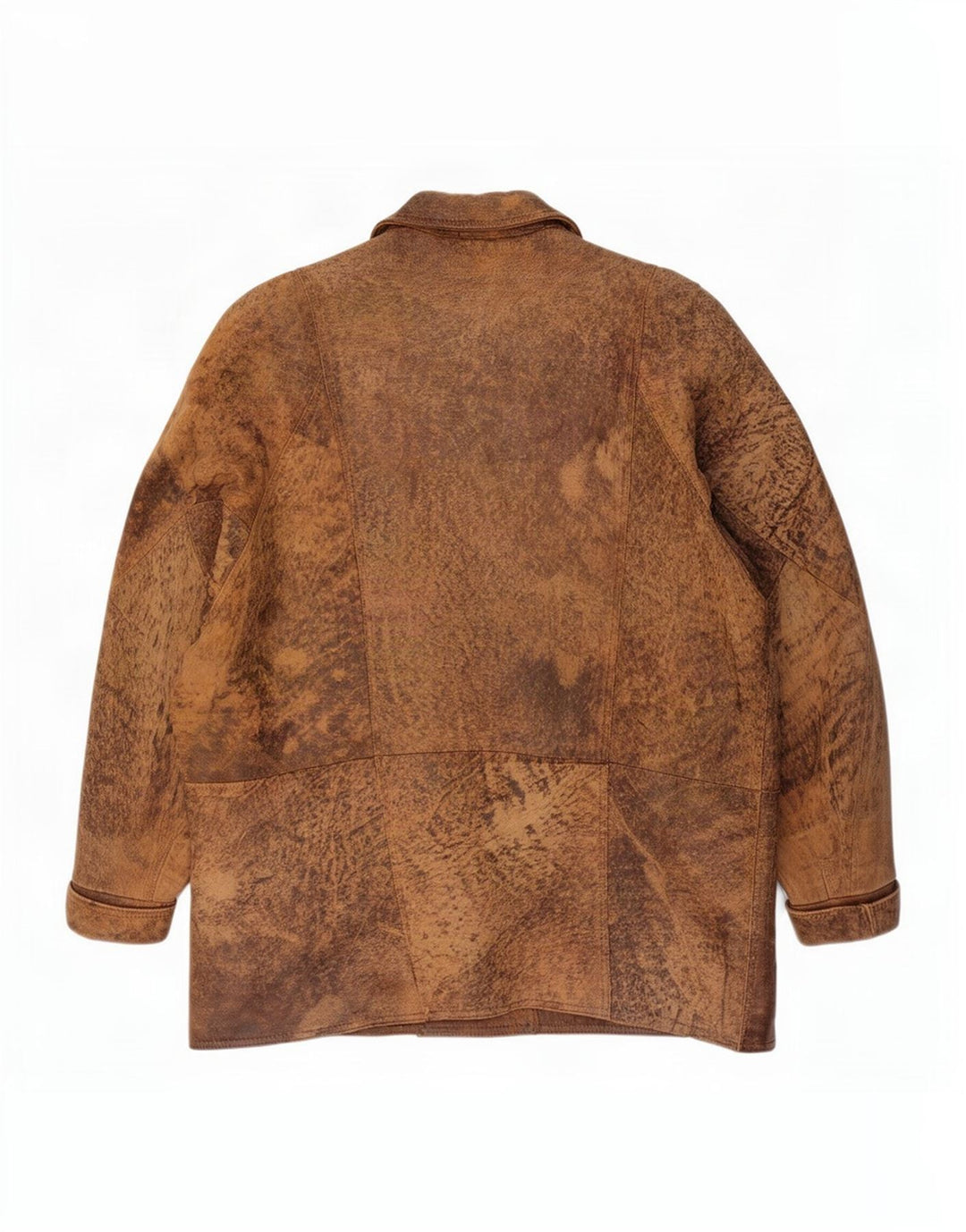 Vintage Dame Dobbeltradet Oversized Læderjakke EU 46 XL Brun