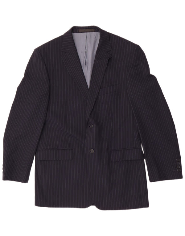 Marks & Spencer Dame Blazer Jacket UK 40 Medium Navy Blue Pinstripe