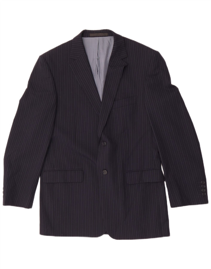 Marks & Spencer Dame Blazer Jacket UK 40 Medium Navy Blue Pinstripe