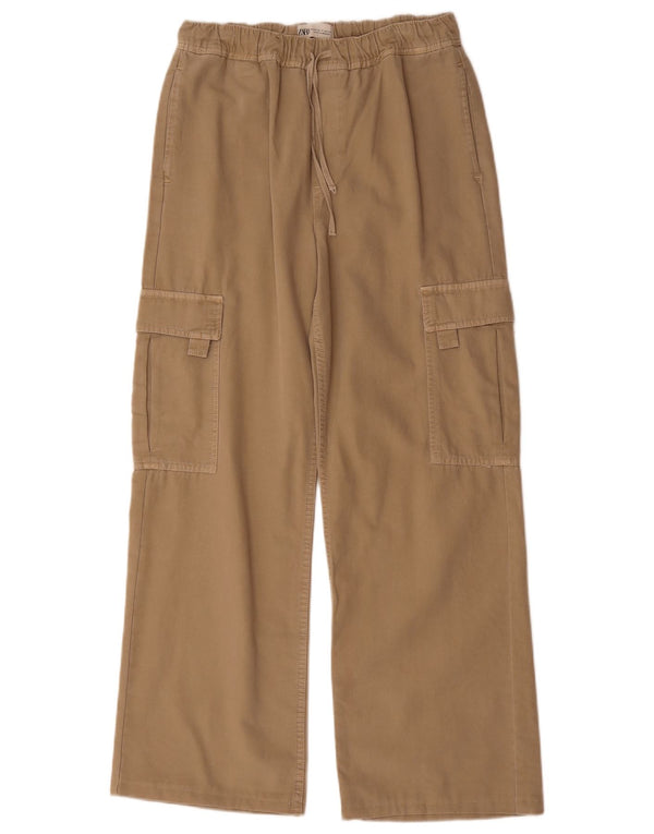 Zara Dame Loose Fit Cargo Bukser EU 36 XS W26 L28 Beige