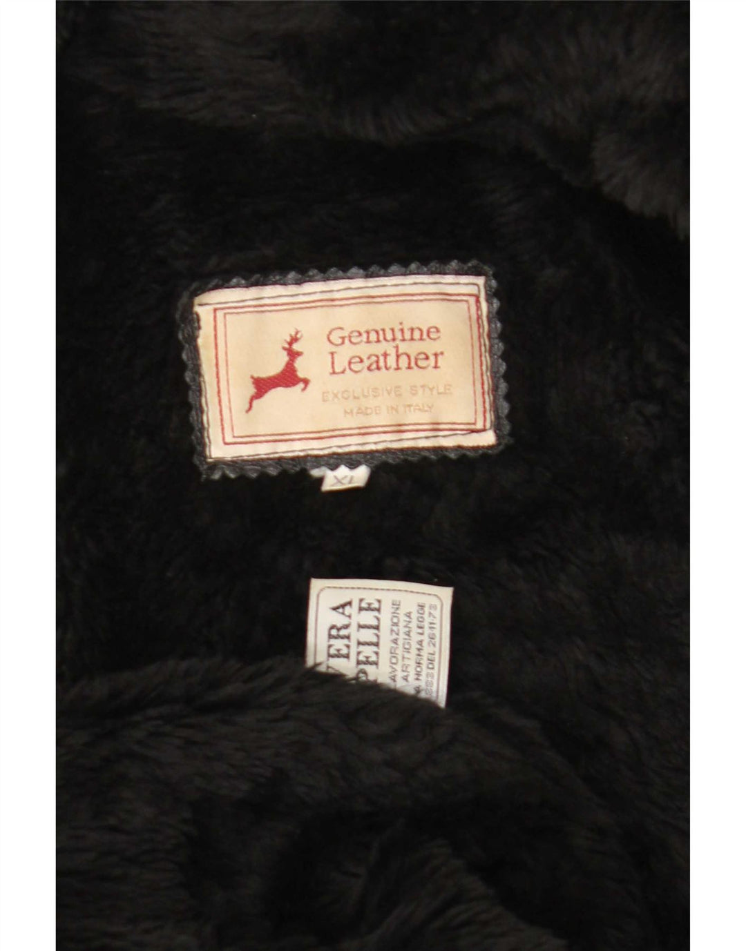 Vintage Herre Shearling Jacket UK 42 XL sort læder