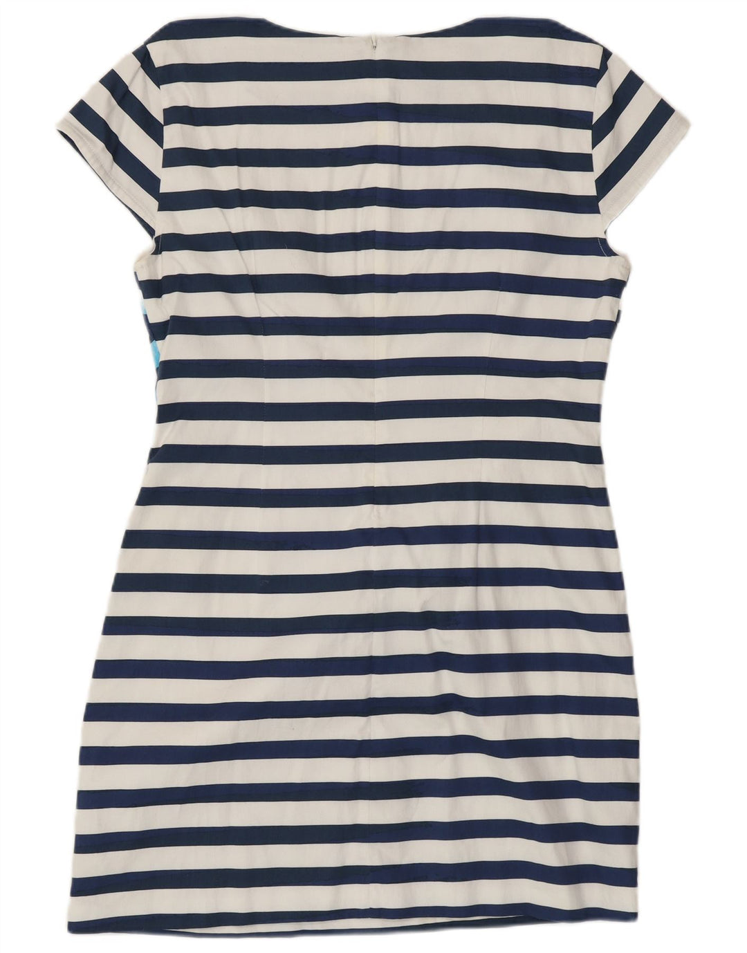 DESIGUAL Womens Graphic Sheath Dress EU 42 Large Navy Blue Striped