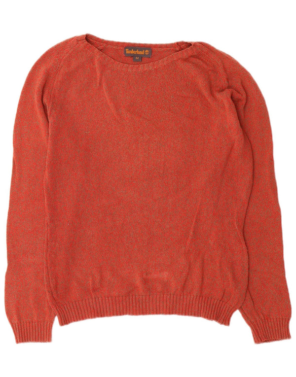 Timberland Womens Boat Neck Jumper Sweater UK 14 Medium Red Flecked Bomuld