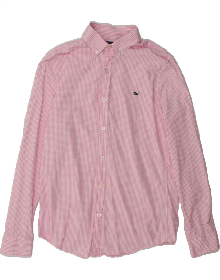 VINEYARD VINES Mens Slim Fit Shirt Small Pink Gingham Cotton Vintage Vineyard Vines and Second-Hand Vineyard Vines from Messina Hembry 