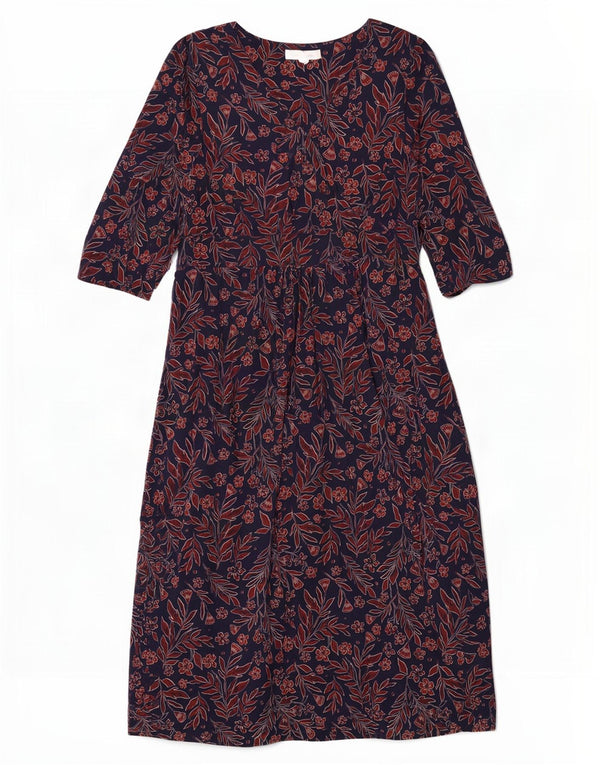 Seasalt Cornwall Womens 3/4 Sleeve Maxi Dress UK 16 Large Navy Blue Floral