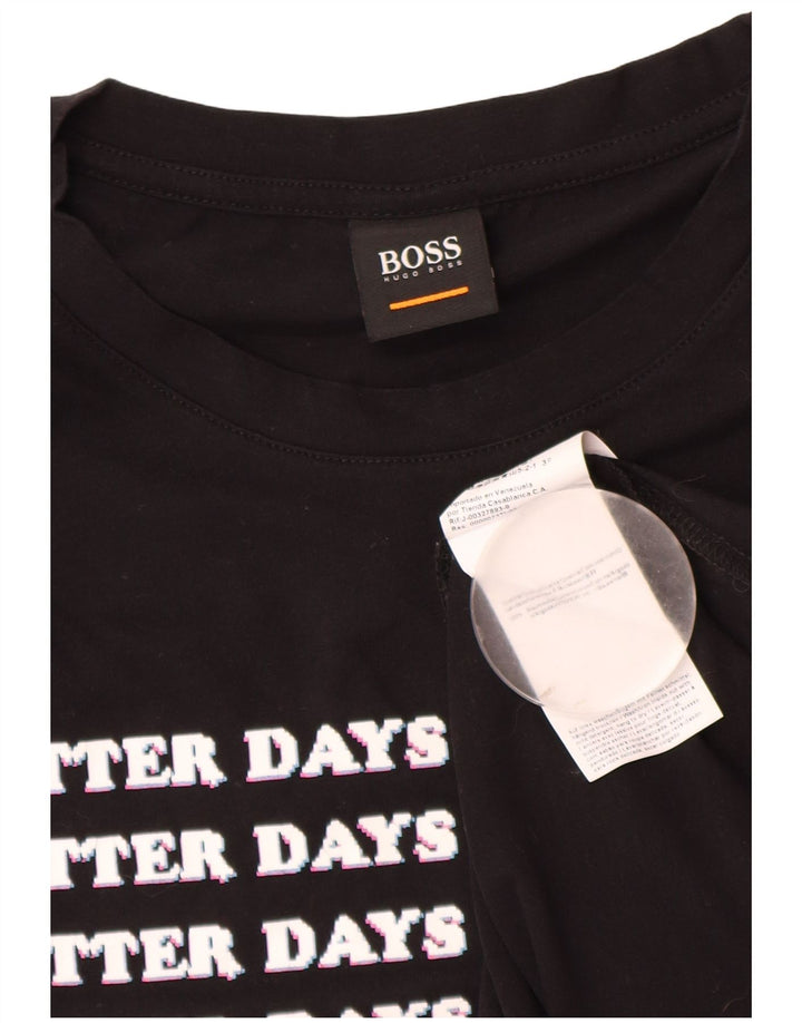 Hugo Boss Herre grafisk T-shirt Top Medium Sort Bomuld
