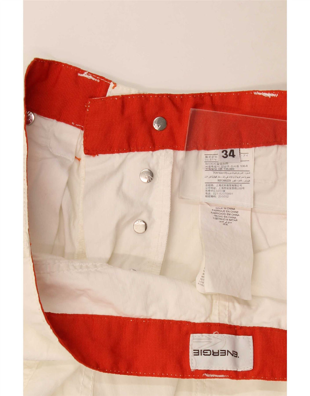 Energie Herre Casual Shorts W34 Large White Bomuld