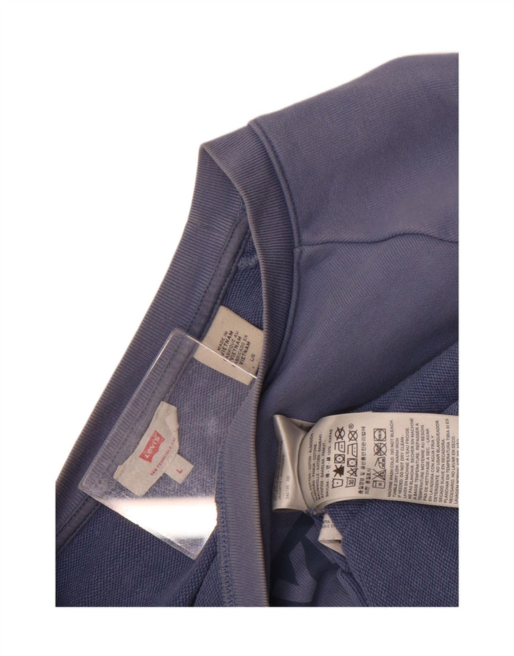 Levi's Womens Oversized Crop Graphic Sweatshirt Jumper UK 16 Large Blue