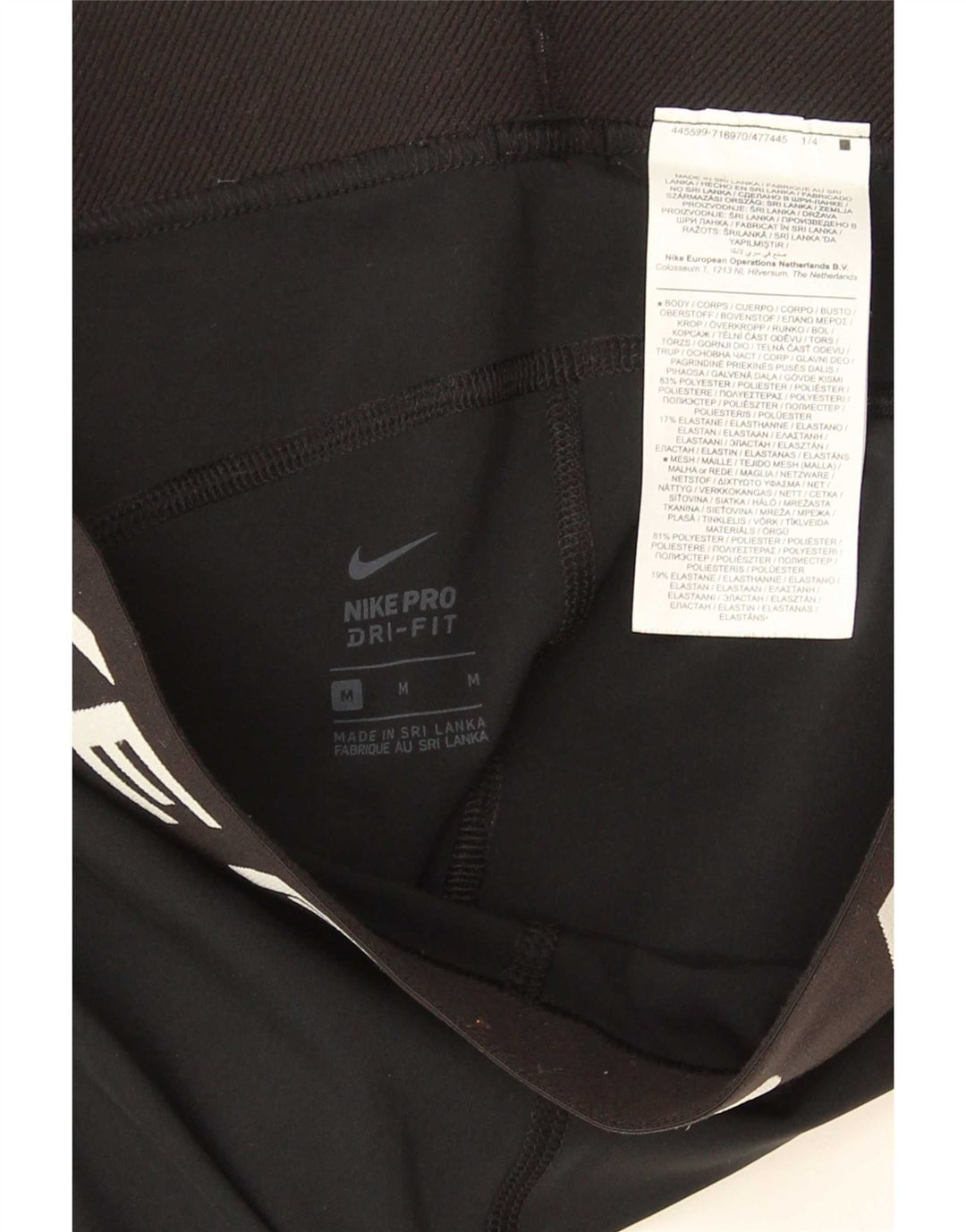 Nike Dame Dri Fit Grafiske Leggings UK 12 Medium Sort Polyester