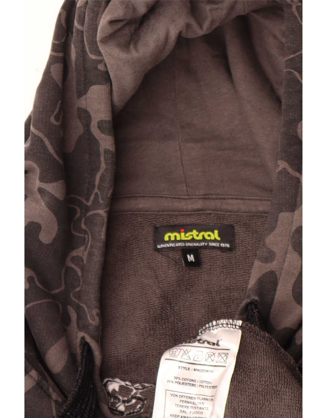 Mistral Dame Grafisk Oversized Hoodie Jumper UK 14 Medium Grey Camouflage