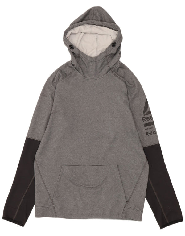 Reebok Herre grafisk hættetrøje Jumper Medium Grå Colourblock Polyester Sports