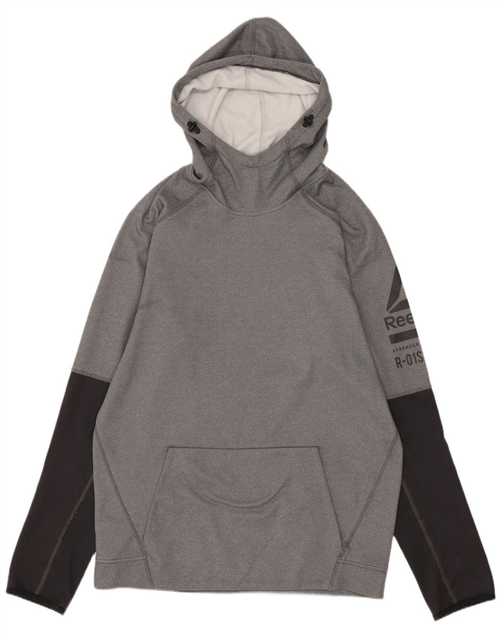 Reebok Herre grafisk hættetrøje Jumper Medium Grå Colourblock Polyester Sports