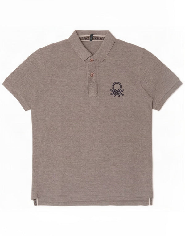 Benetton Herre Polo Shirt Large Grey