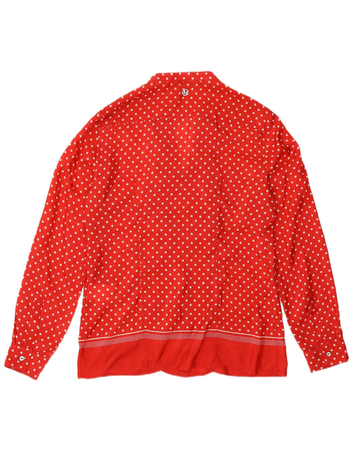 Marella Dame Flæse Front Shirt Bluse UK 10 Small Red Polka Dot Silke
