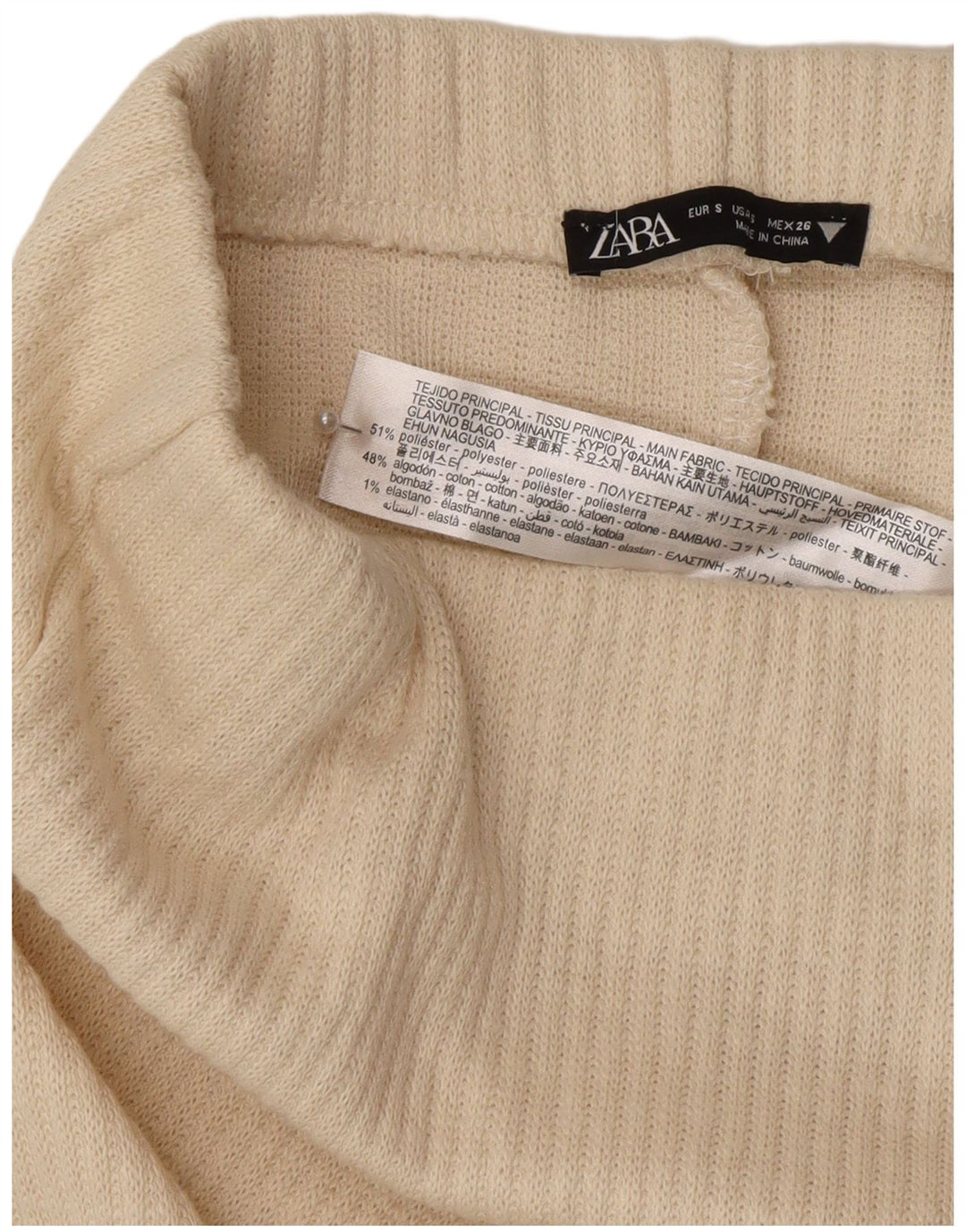 Zara Midi-nederdel med høj talje, lille W26 Off White polyester