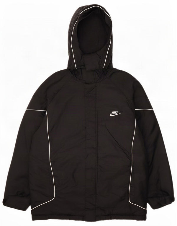 Nike Drenge Hooded Graphic Windbreaker Coat 12-13 Years Large Black Polyester