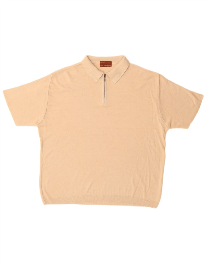 Marks & Spencer Herre Kortærmet Polo Neck Jumper Sweater Stor Beige