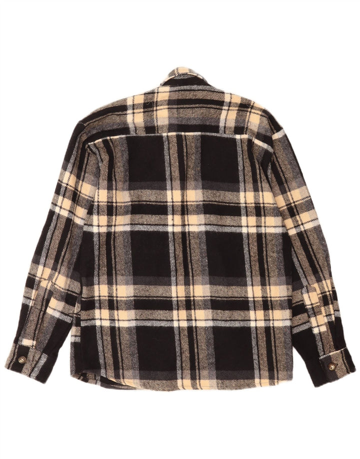 Vintage herre flannel skjorte størrelse 38 Medium sort ternet bomuld