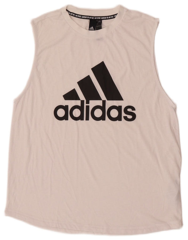 Adidas Dame Grafisk Vest Top UK 12/14 Medium White Polyester
