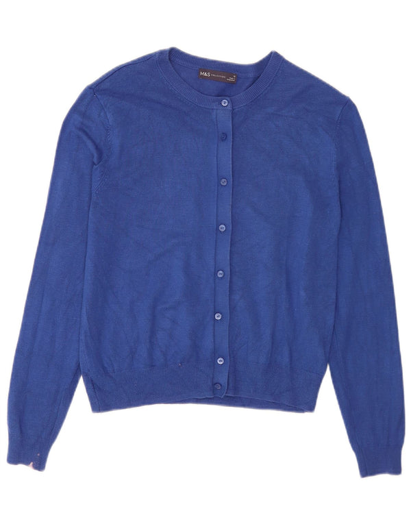 Marks & Spencer Womens Crop Cardigan Sweater UK 12 Medium Blue Viscose