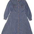 Marks & Spencer Dame Langærmet Denim Kjole UK 12 Medium Blue Cotton