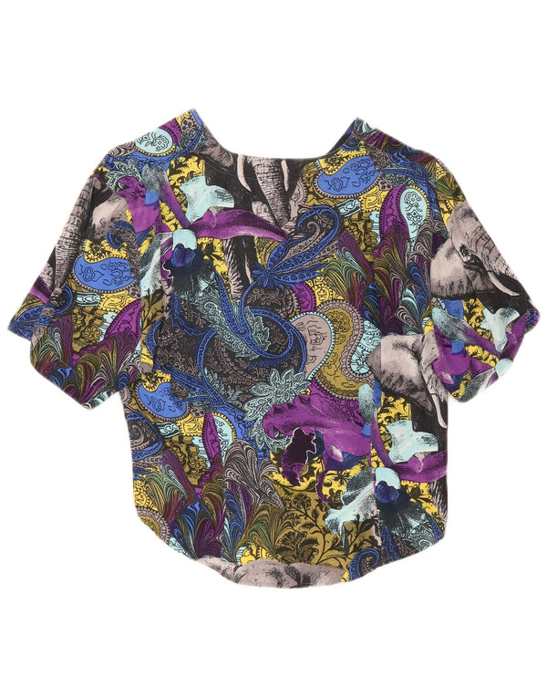 Vintage dameskjorte bluse UK 12 Medium Multicolored Paisley Viscose