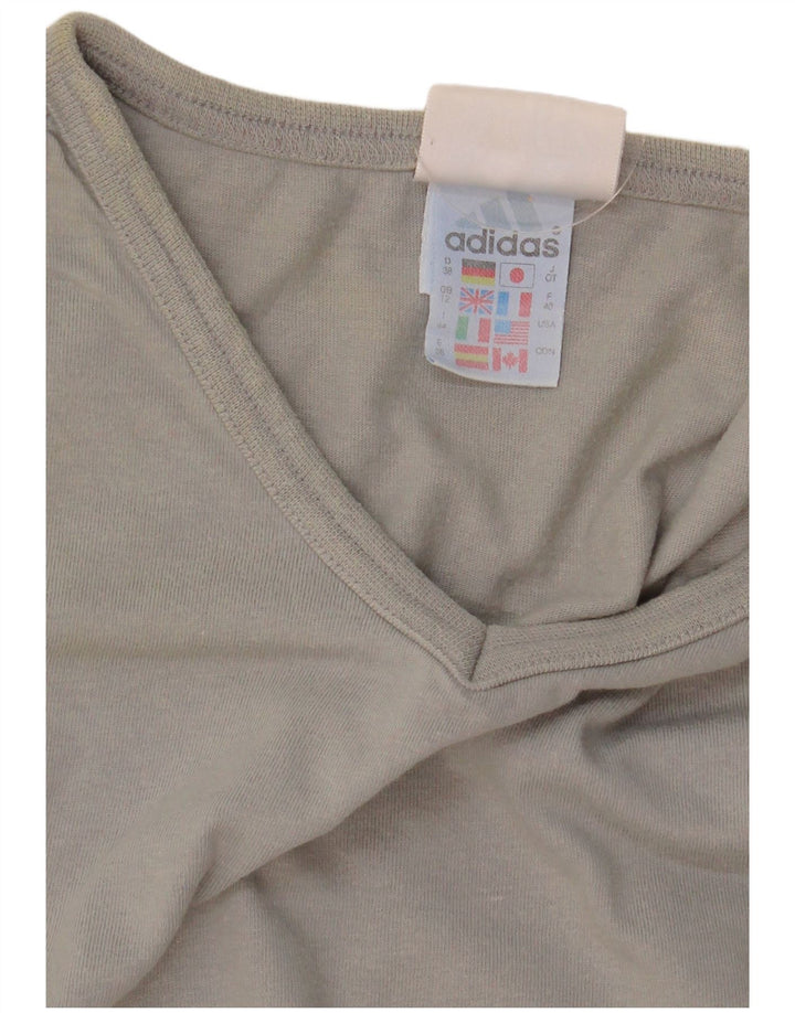 Adidas Dame T-Shirt Top UK 12 Medium Grå Bomuld
