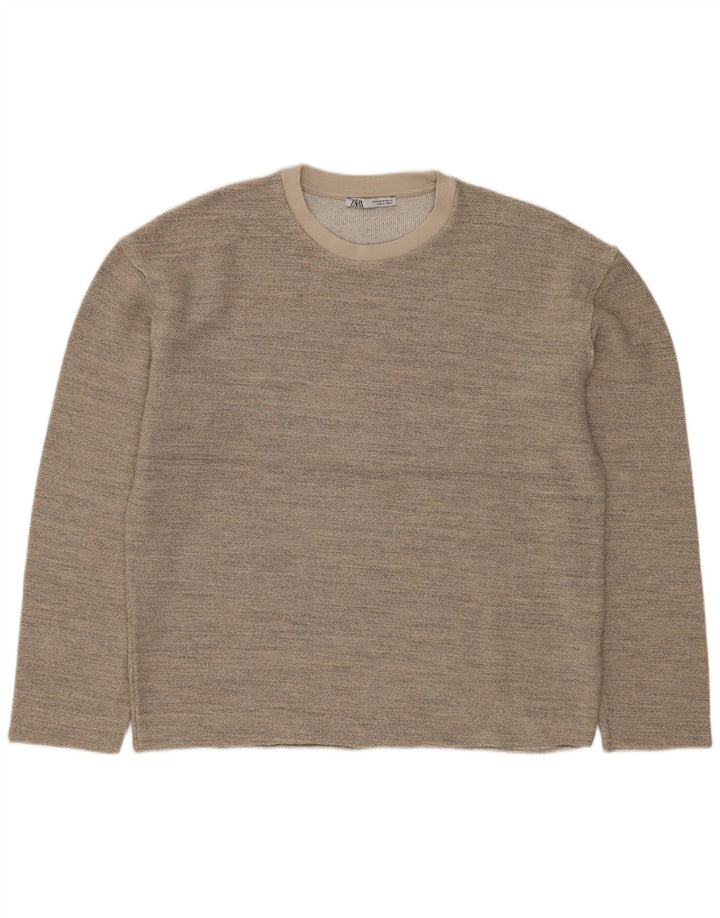 ZARA Dame sweatshirt i overstørrelse UK 14 Medium Grey Flecked Acryl