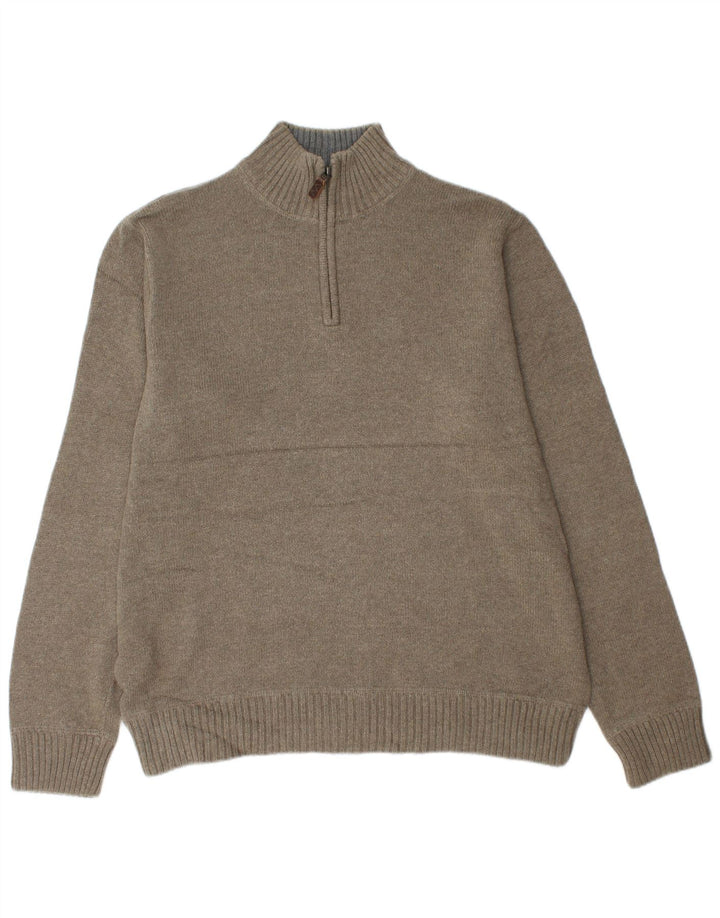 EDDIE BAUER Sweater med lynlås til mænd Stor Khaki Bomuld