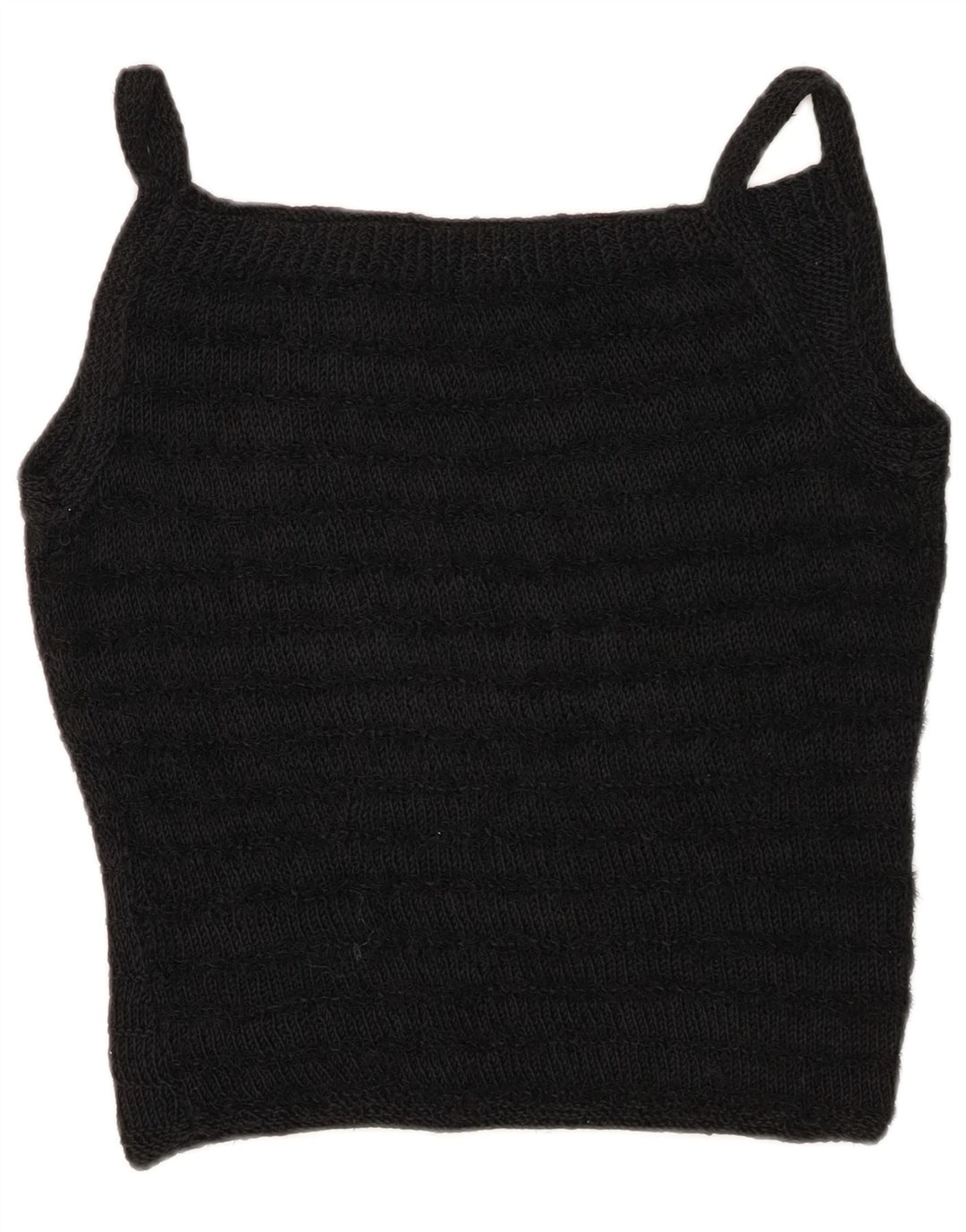 VINTAGE Womens Knit Sleeveless Blouse Top UK 16 Large Black