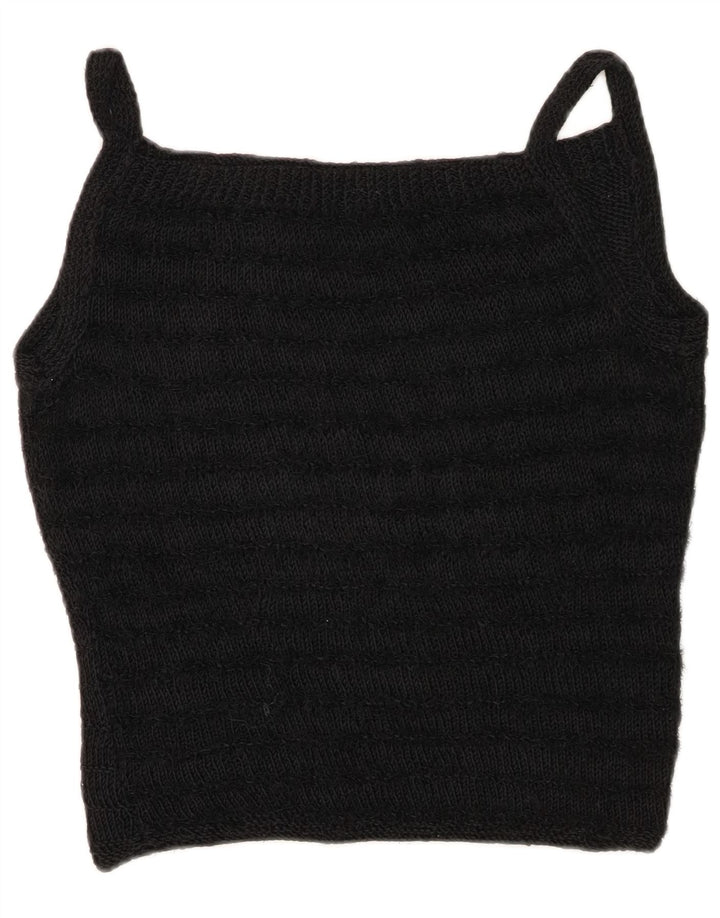 VINTAGE Womens Knit Sleeveless Blouse Top UK 16 Large Black