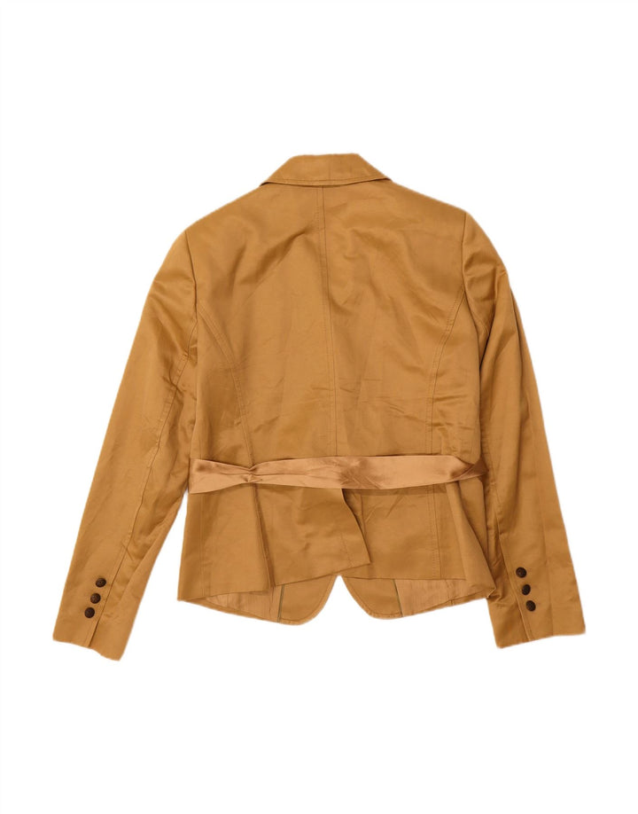 MASSIMO DUTTI Womens 3 Button Blazer Jacket UK 14 Medium Brown Cotton