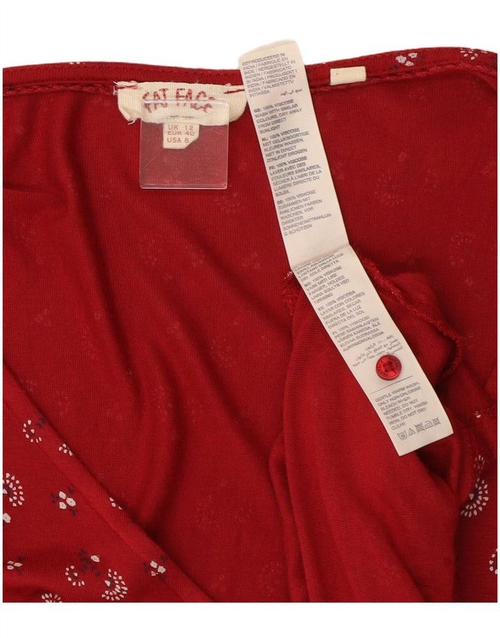 Fat Face Dame A-Line Kjole UK 12 Medium Red Floral Viscose
