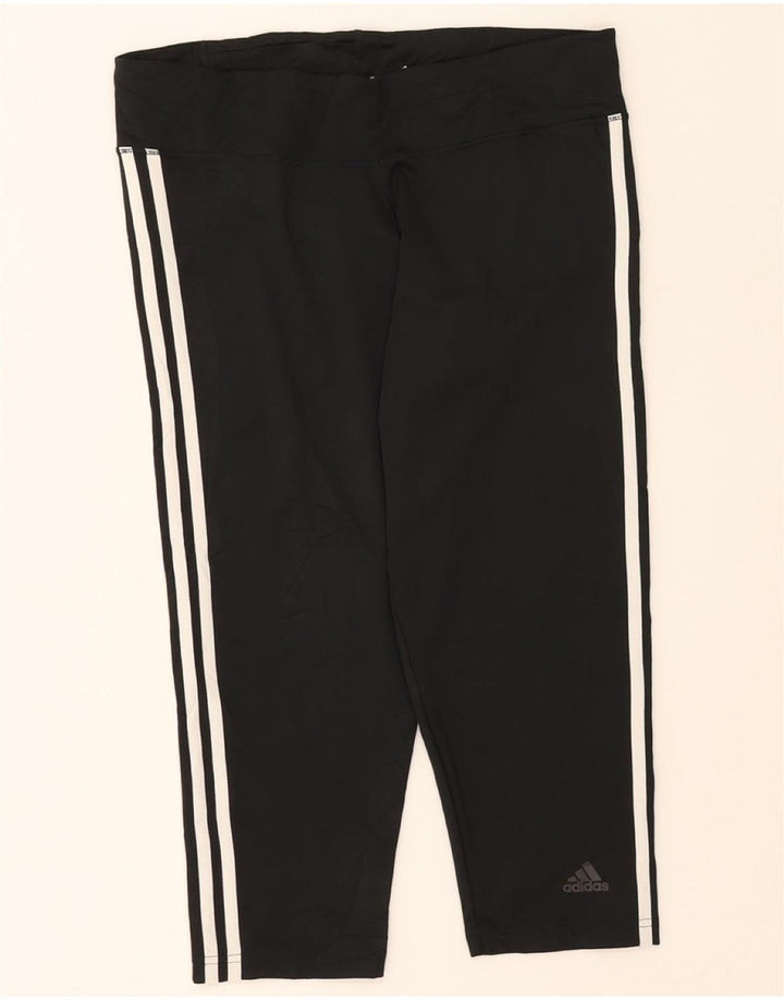 ADIDAS Womens Climalite Capri Leggings UK 16/18 Large  Black Polyester Vintage Adidas and Second-Hand Adidas from Messina Hembry 