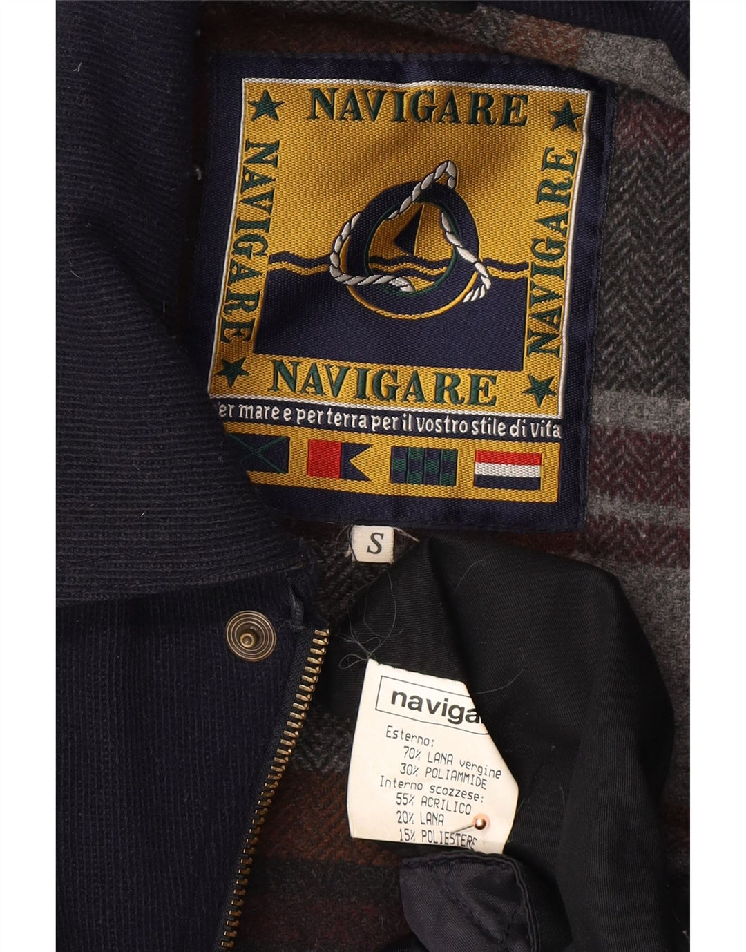 NAVIGARE Mens Bomber Jacket UK 36 Small Navy Blue