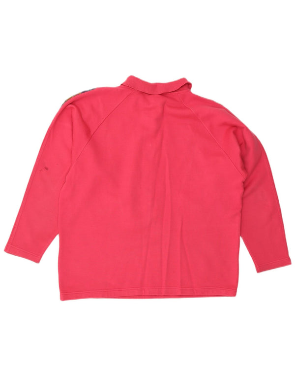 Campagnolo Dame Polo Neck Sweatshirt Jumper UK 16 Large Pink Geometric
