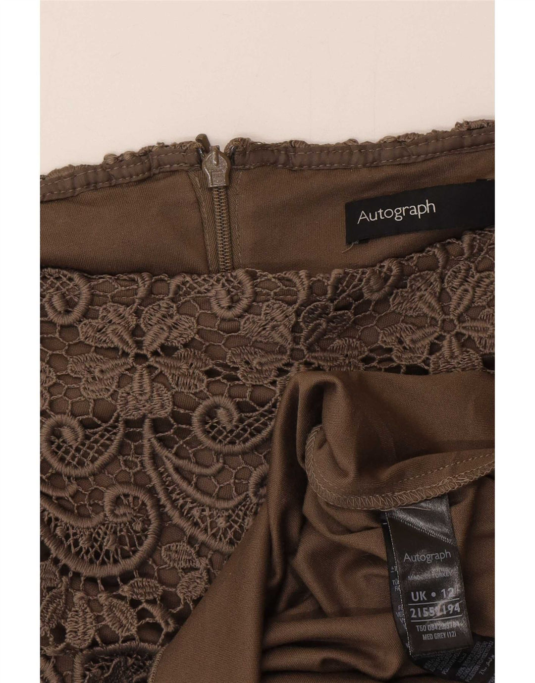 Marks & Spencer Womens Autograph lige nederdel UK 12 Medium W30 Khaki