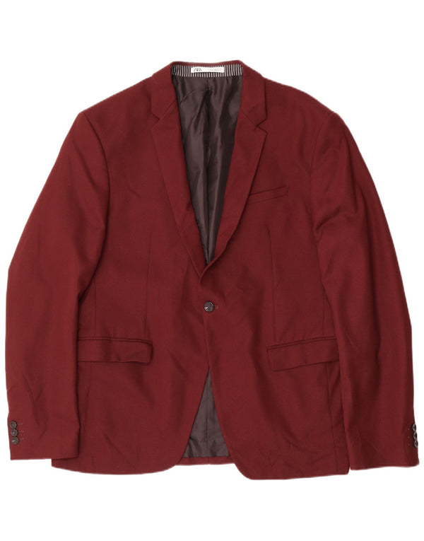 Zara Herre 1-knap blazerjakke EU 54 XL Burgundy