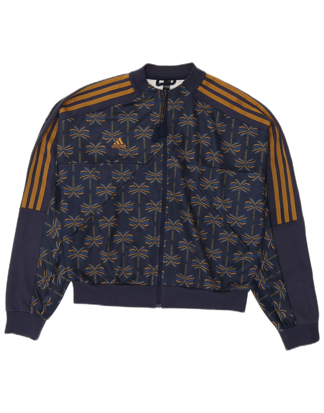 ADIDAS træningsdragt topjakke til kvinder UK 8/10 Small Navy Blue Floral