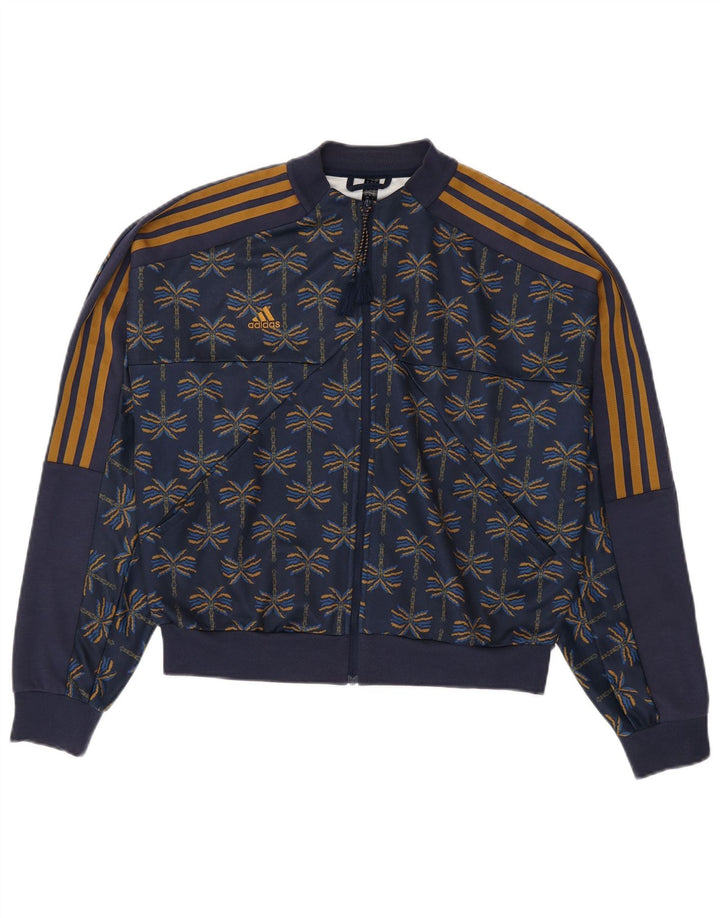 ADIDAS træningsdragt topjakke til kvinder UK 8/10 Small Navy Blue Floral