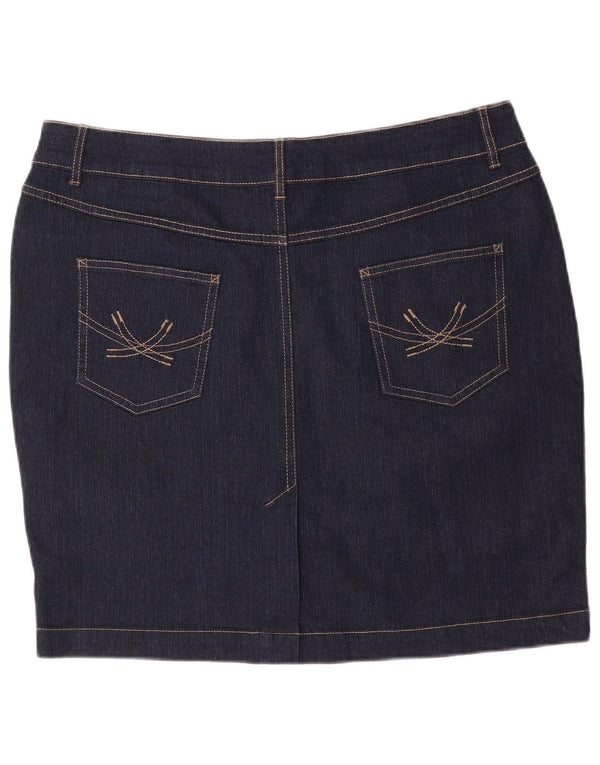 MARKS & SPENCER Dame mini denimnederdel UK 16 Large W36 Navyblå Bomuld