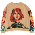 ZARA Womens Oversized Crop Graphic Sweatshirt Jumper UK 14 Medium Beige
