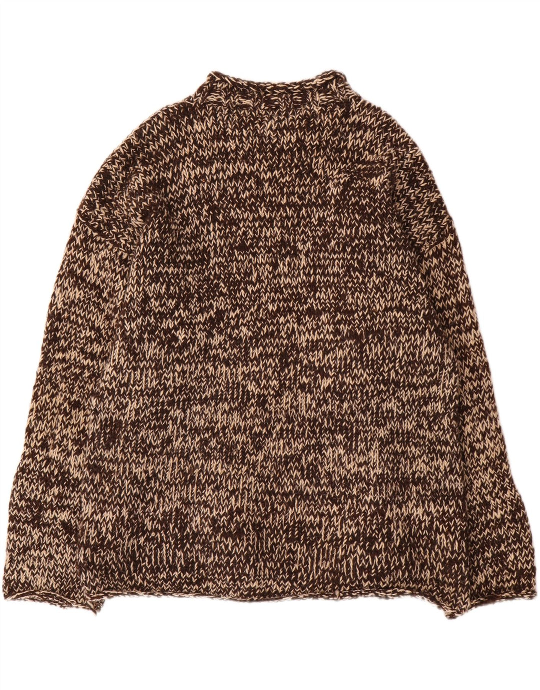 Pachamama Herre Håndlavet Turtle Neck Jumper Sweater Stor Brun Flecked Uld