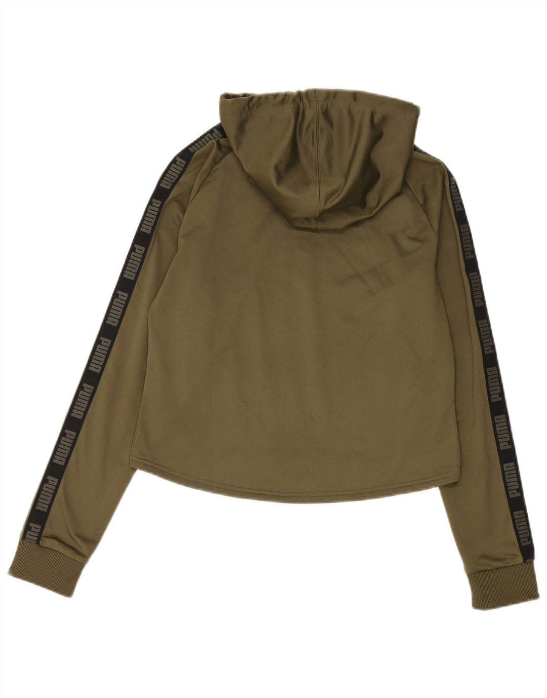 Puma Graphic Hoodie Jumper UK 14 Medium Khaki Polyester
