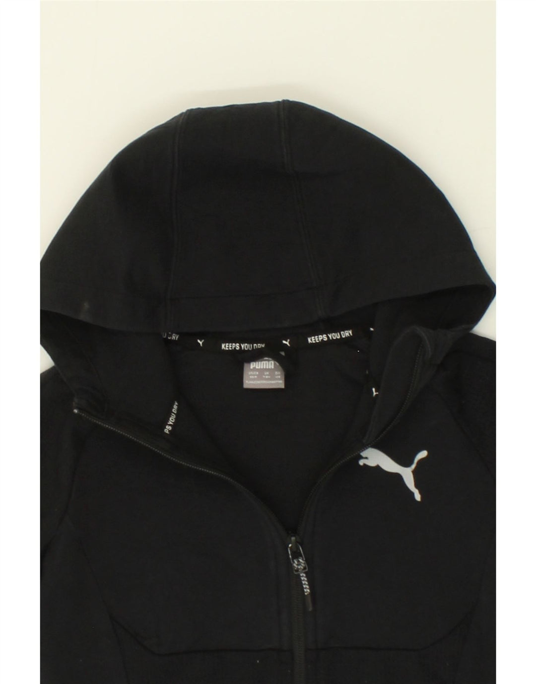 PUMA Boys Zip Hoodie Sweater 7-8 Years Black Cotton Vintage Puma and Second-Hand Puma from Messina Hembry 