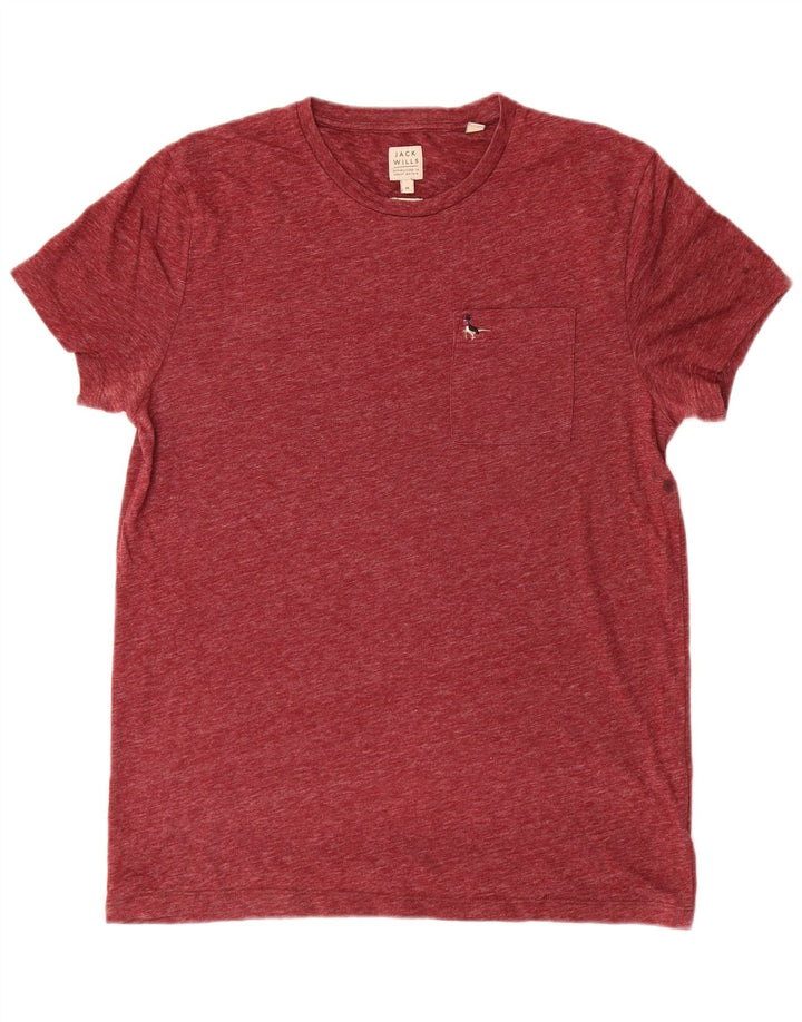 Jack Wills Herre T-shirt Top Medium Bourgogne Flecked Bomuld