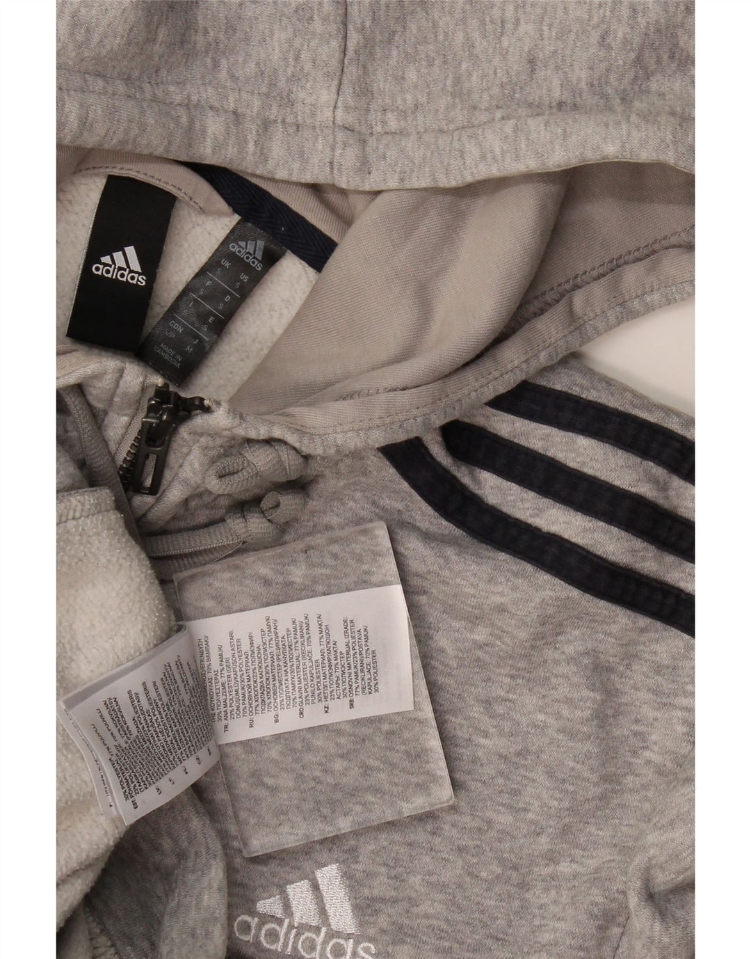 Adidas Hættetrøje med lynlås til mænd, lille grå bomuld