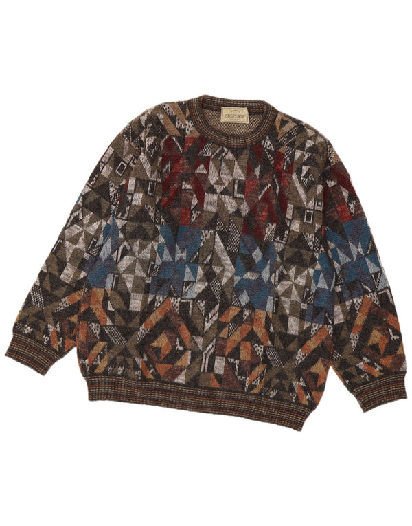 Suspense Herre Crew Neck Jumper Sweater IT 48 Medium Flerfarvet Geometrisk